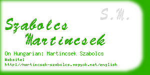 szabolcs martincsek business card